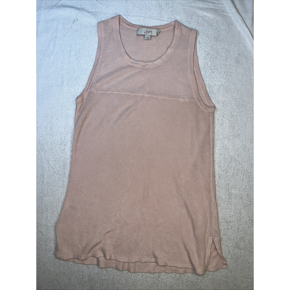 LOFT Pale Pink Tank Knit Lightweight Sweater Small Classic Tunic Soft